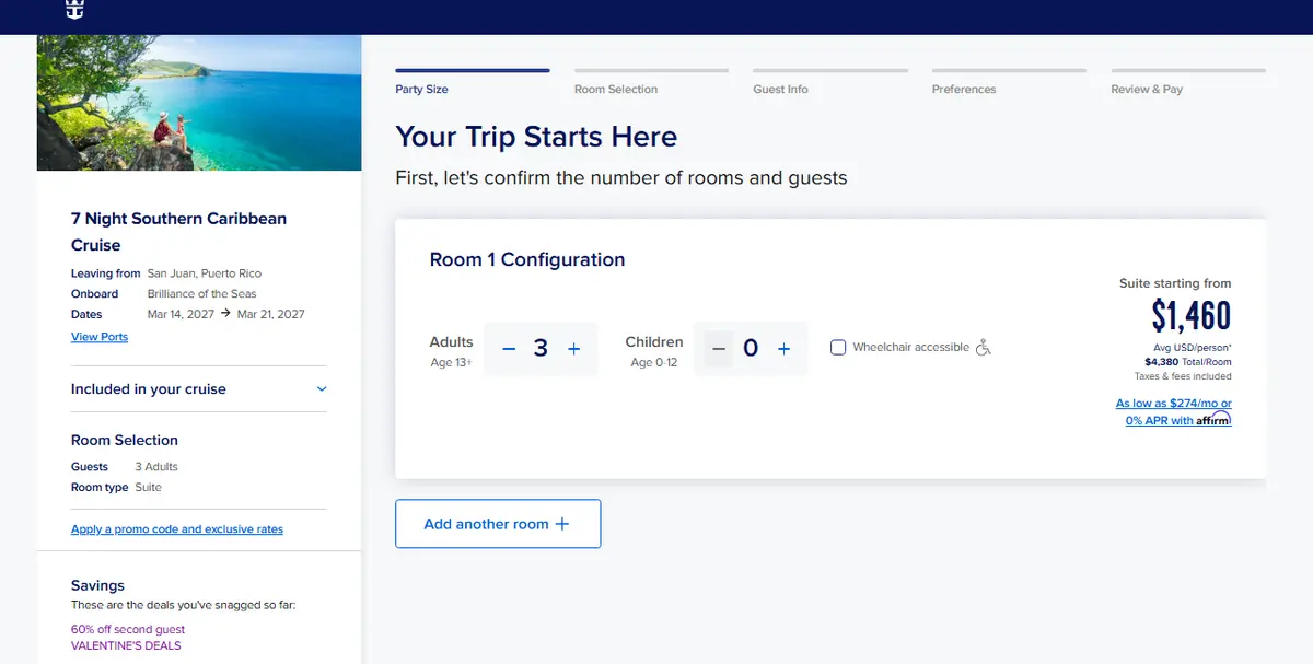 Cruise booking