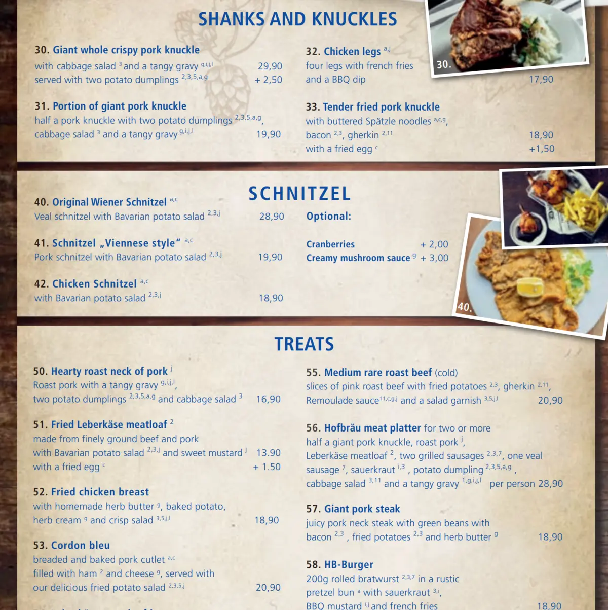 Hofbrau menu