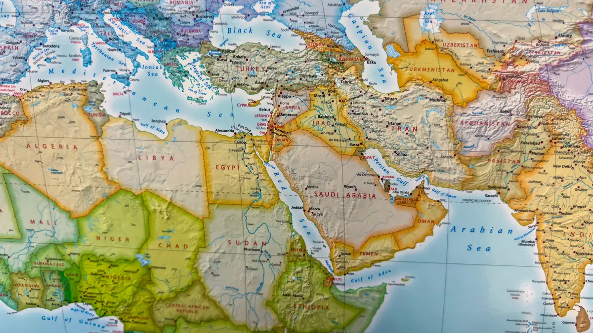 Middle eastern country geographical map
