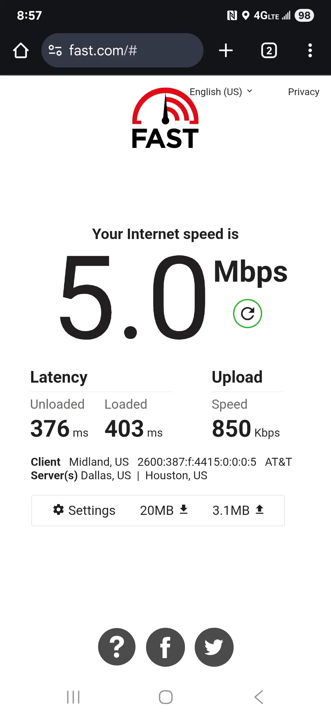 Speed test