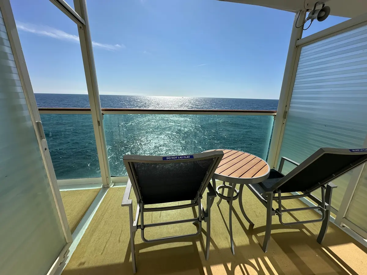 Balcony on Independence of the Seas on a sunny day