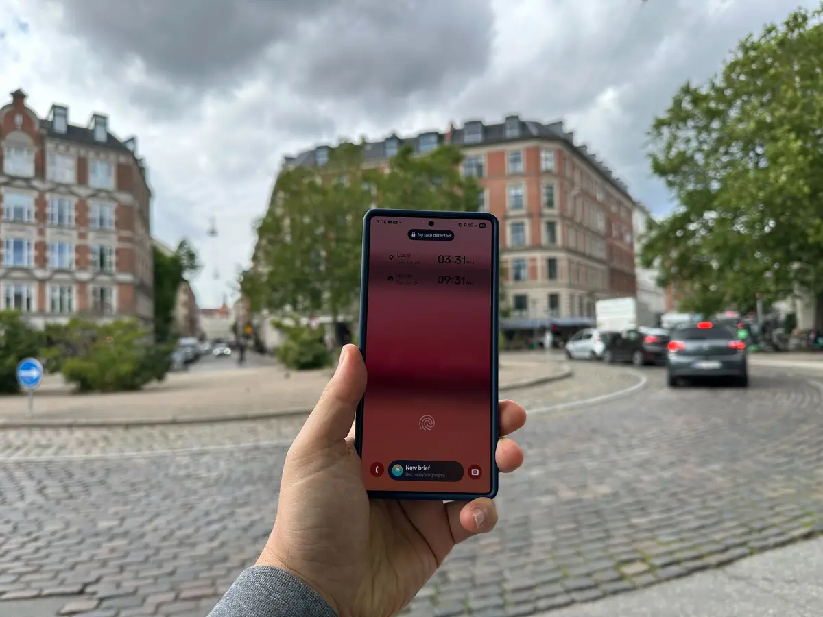 Holding phone