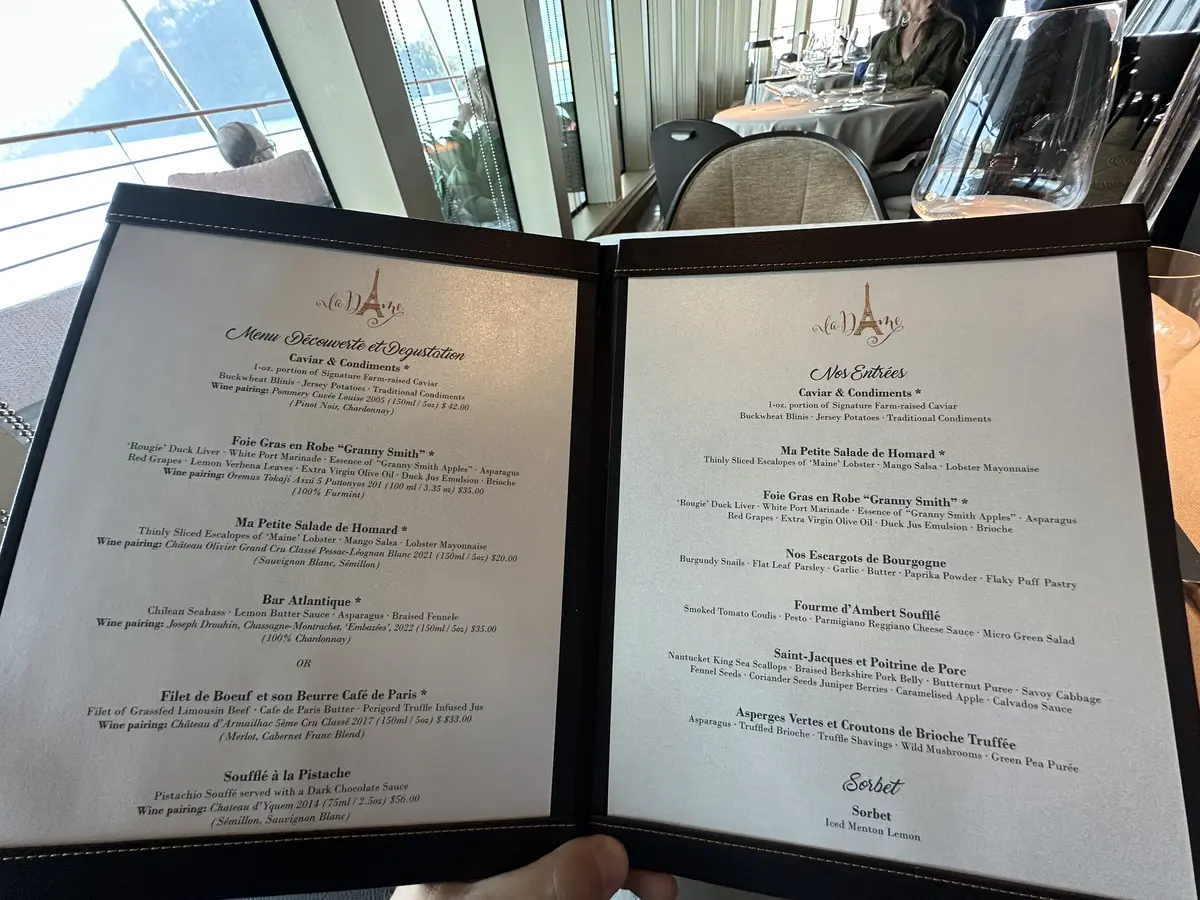 La Dame menu
