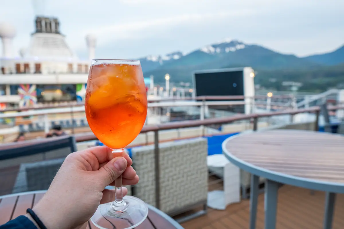 aperol spritz on the pool deck