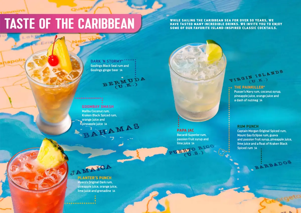 Taste of the Caribbean drink menu