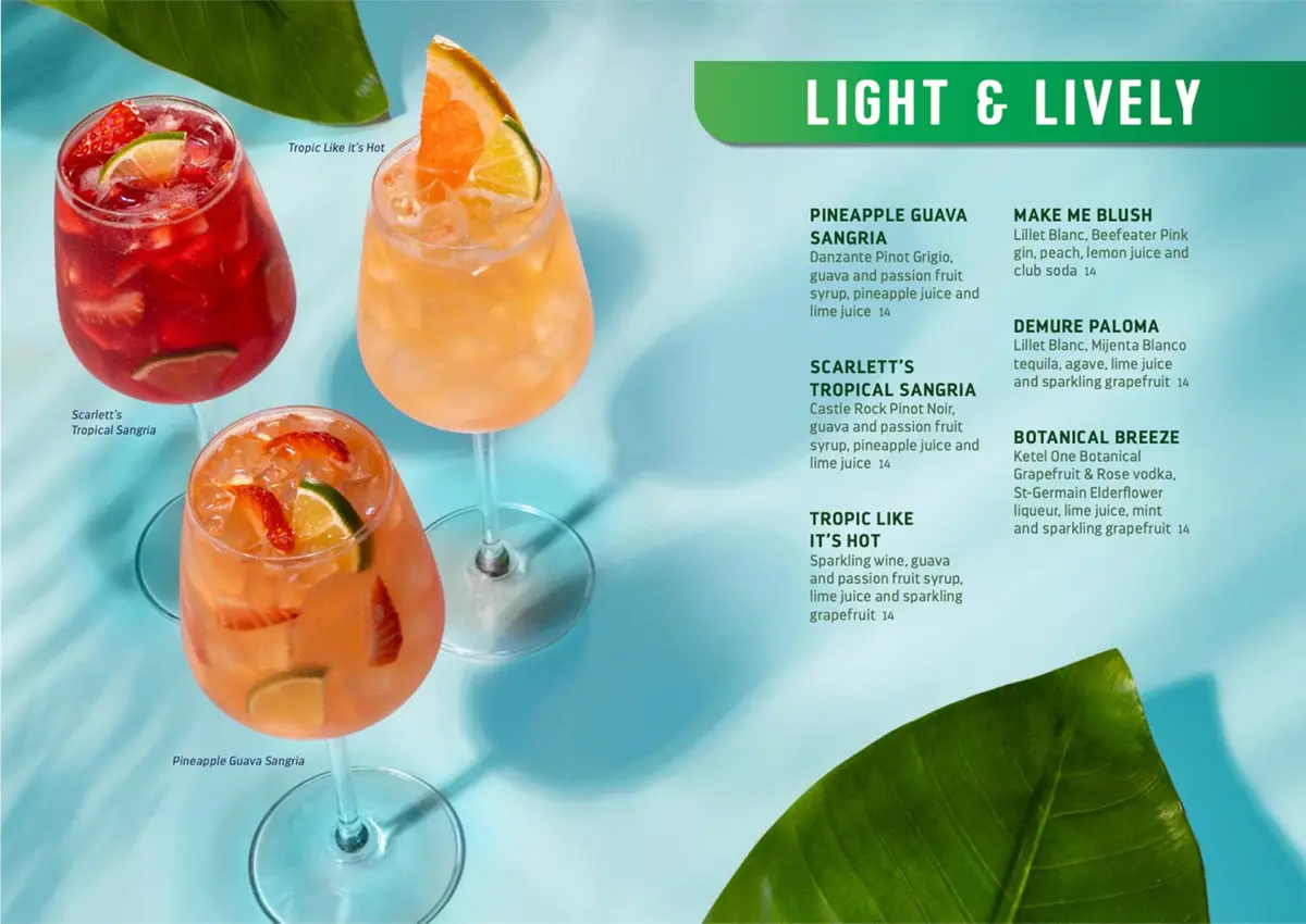 Light & Lively drink menu