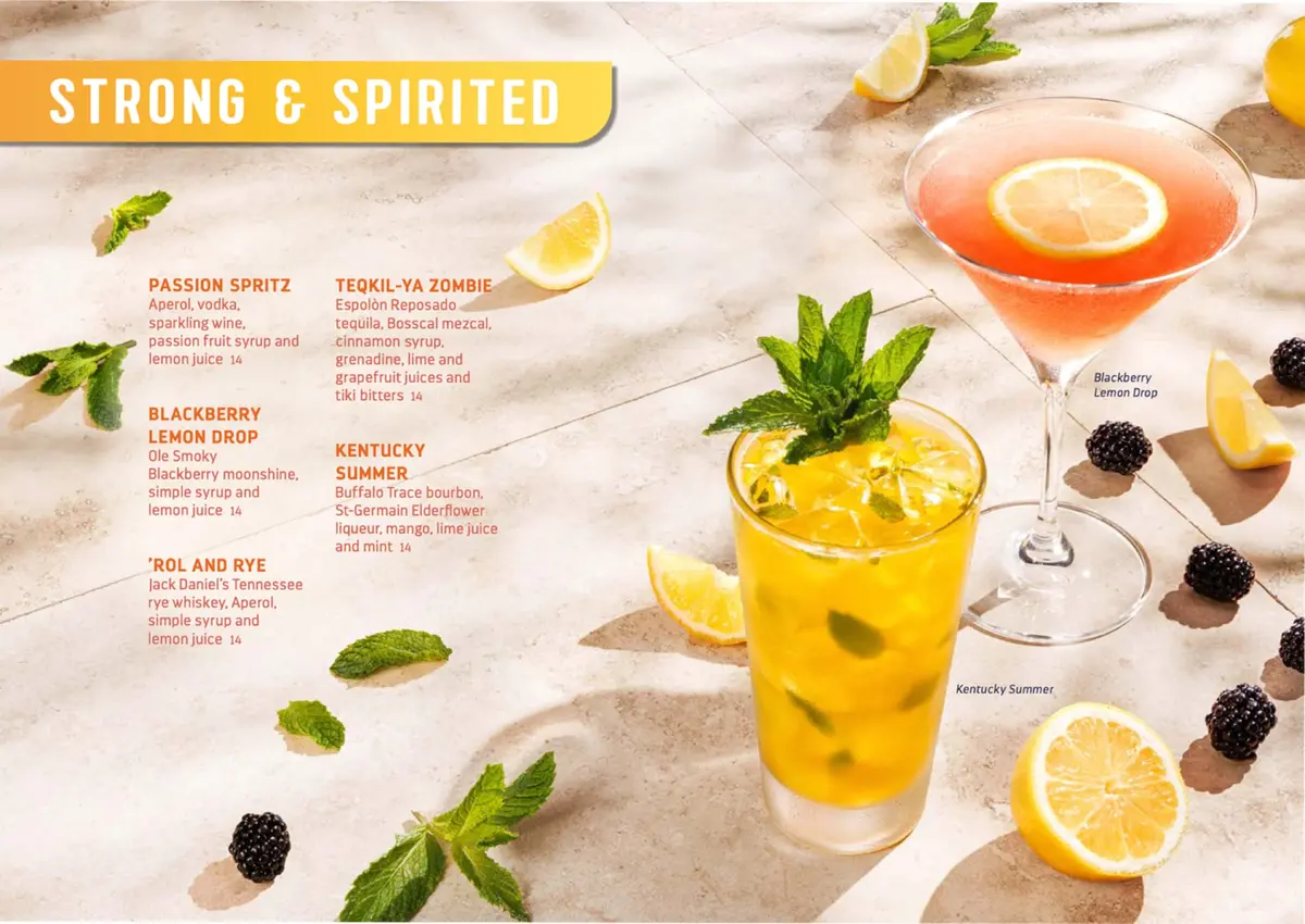 Strong & Spirited drink menu