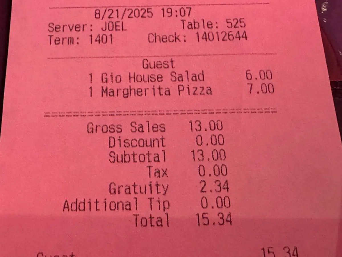 Check at Giovanni's