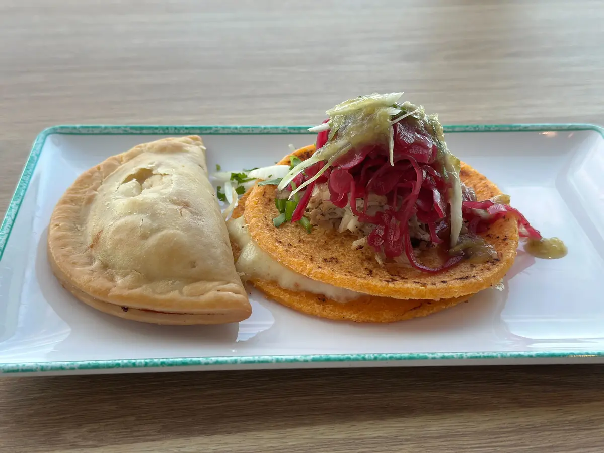 Empanada and arepa