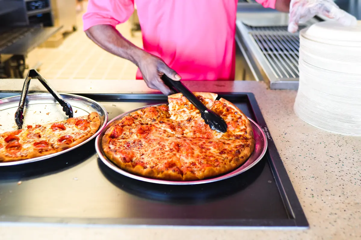 pizza at Hideaway Beach