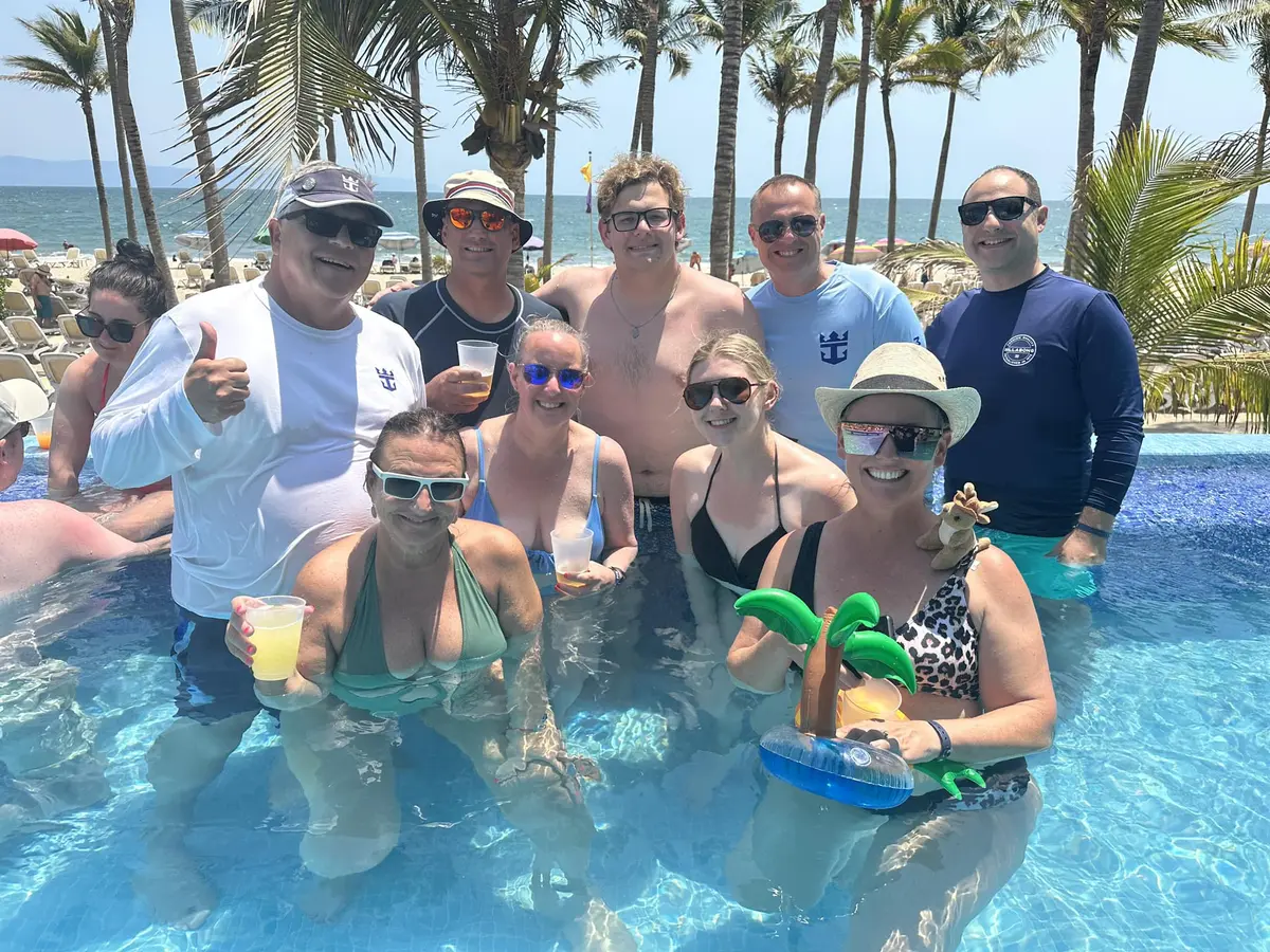 Friends in pool