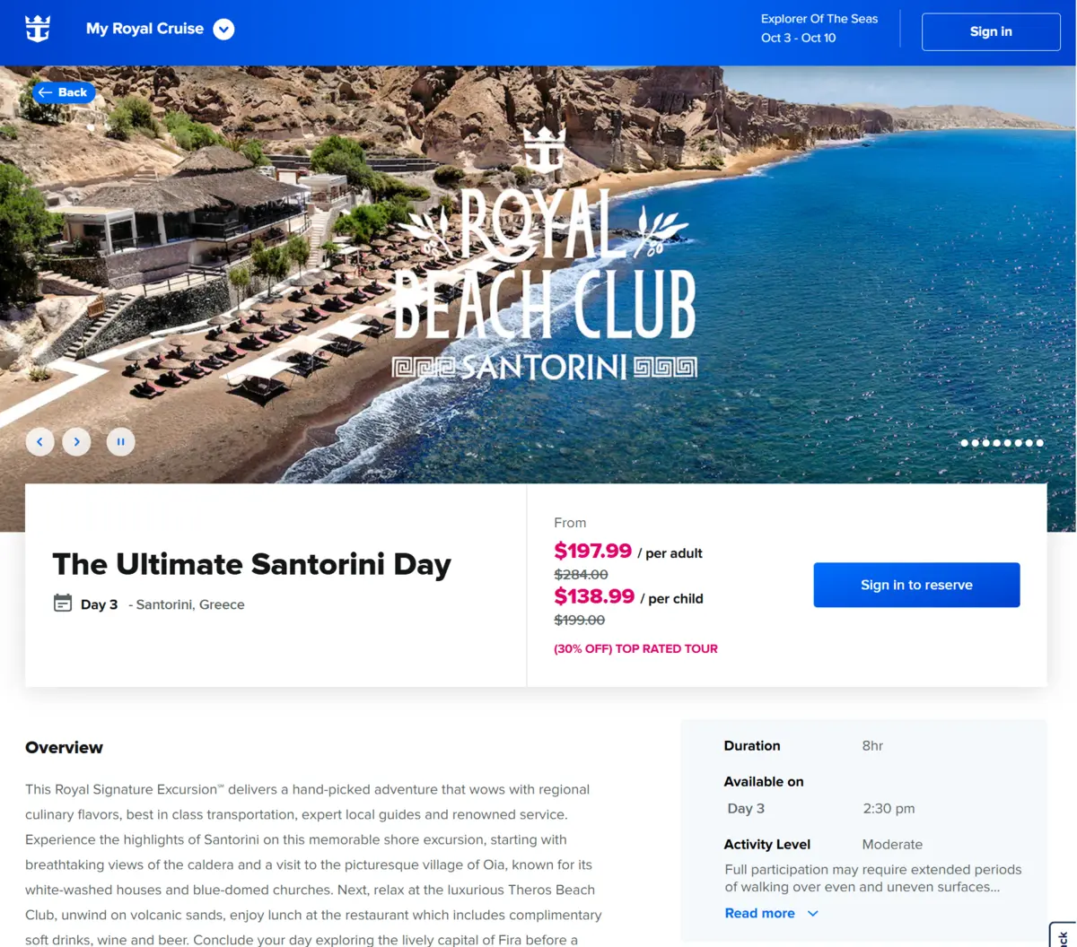 Beach Club for sale in Cruise Planner