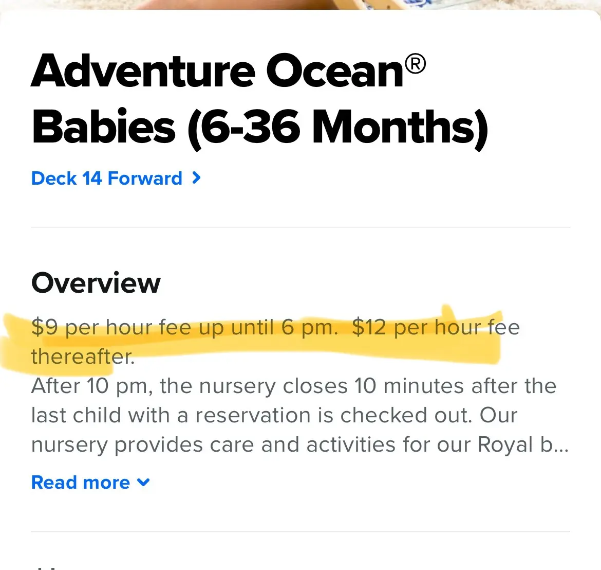 Nursery cost change