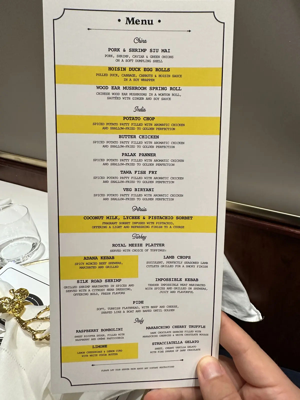Silk route menu