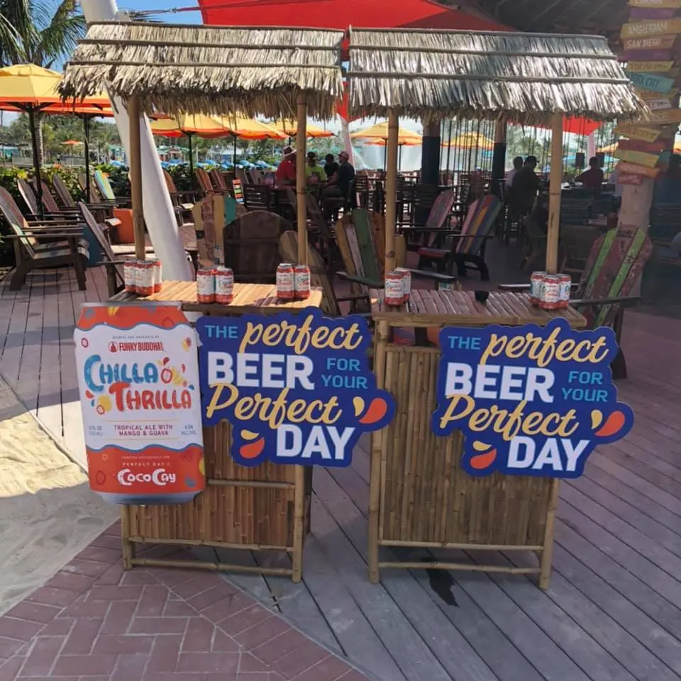 Chilla Thrilla beer display on CocoCay