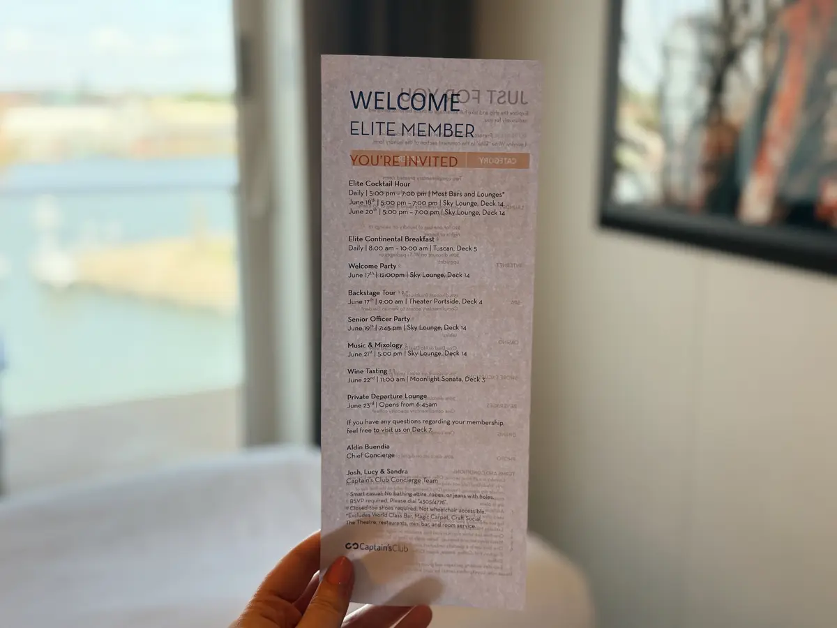 Celebrity Cruises Elite Perks