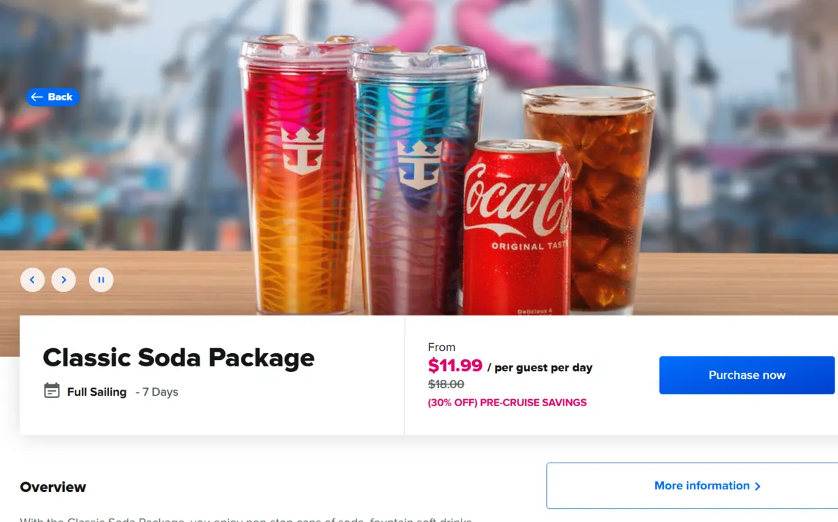 Soda package price