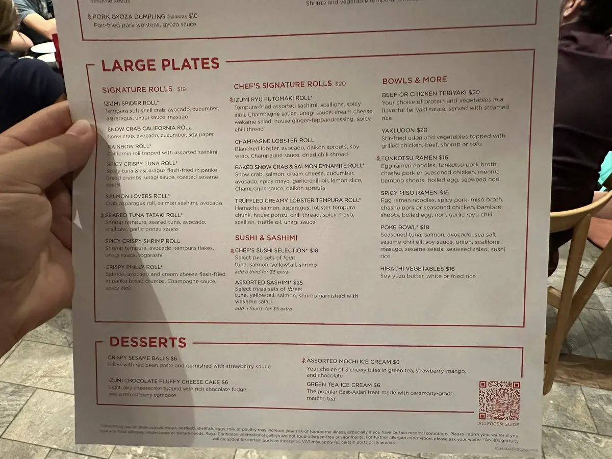 Closer look at menu
