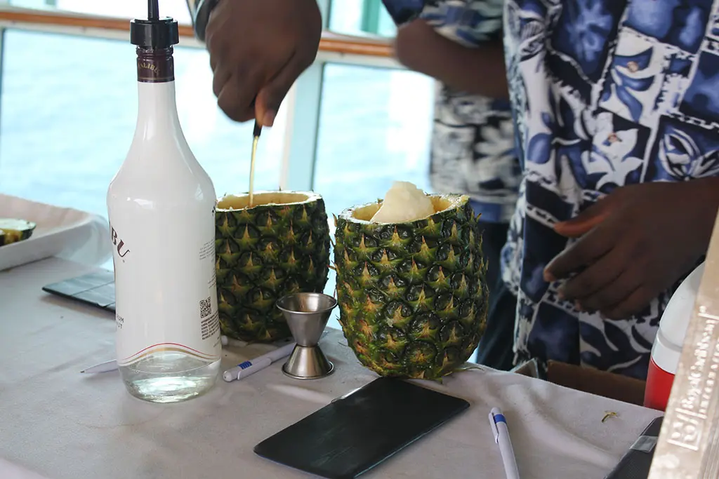 Drink served in a pineapple