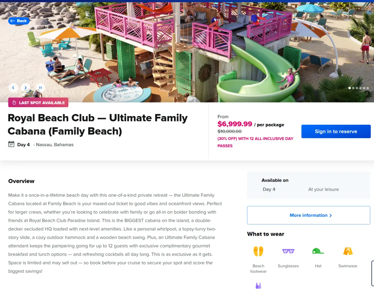 Ultimate Family Cabana price