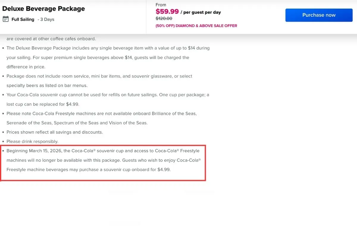 RCB Drink Package Change