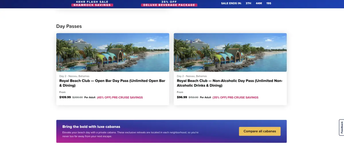 Royal Beach Club Sale, Cruise Planner
