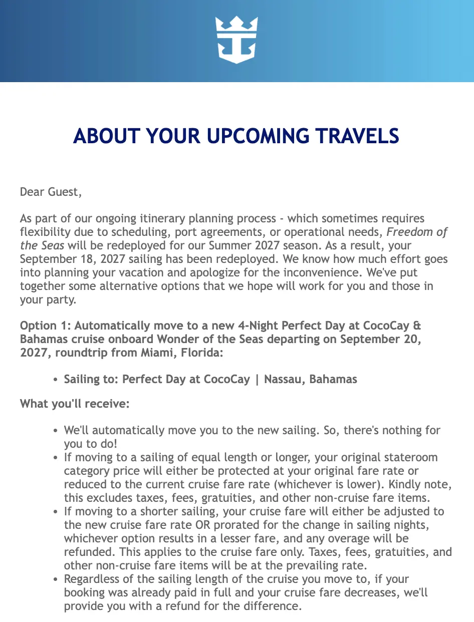 Freedom Cancelation Letter