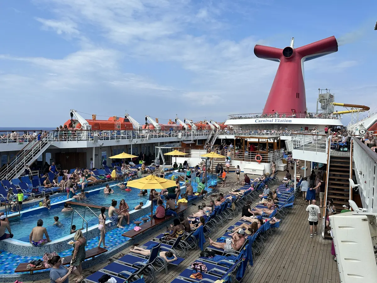 Carnival Elation Pool Deck, Sea Day