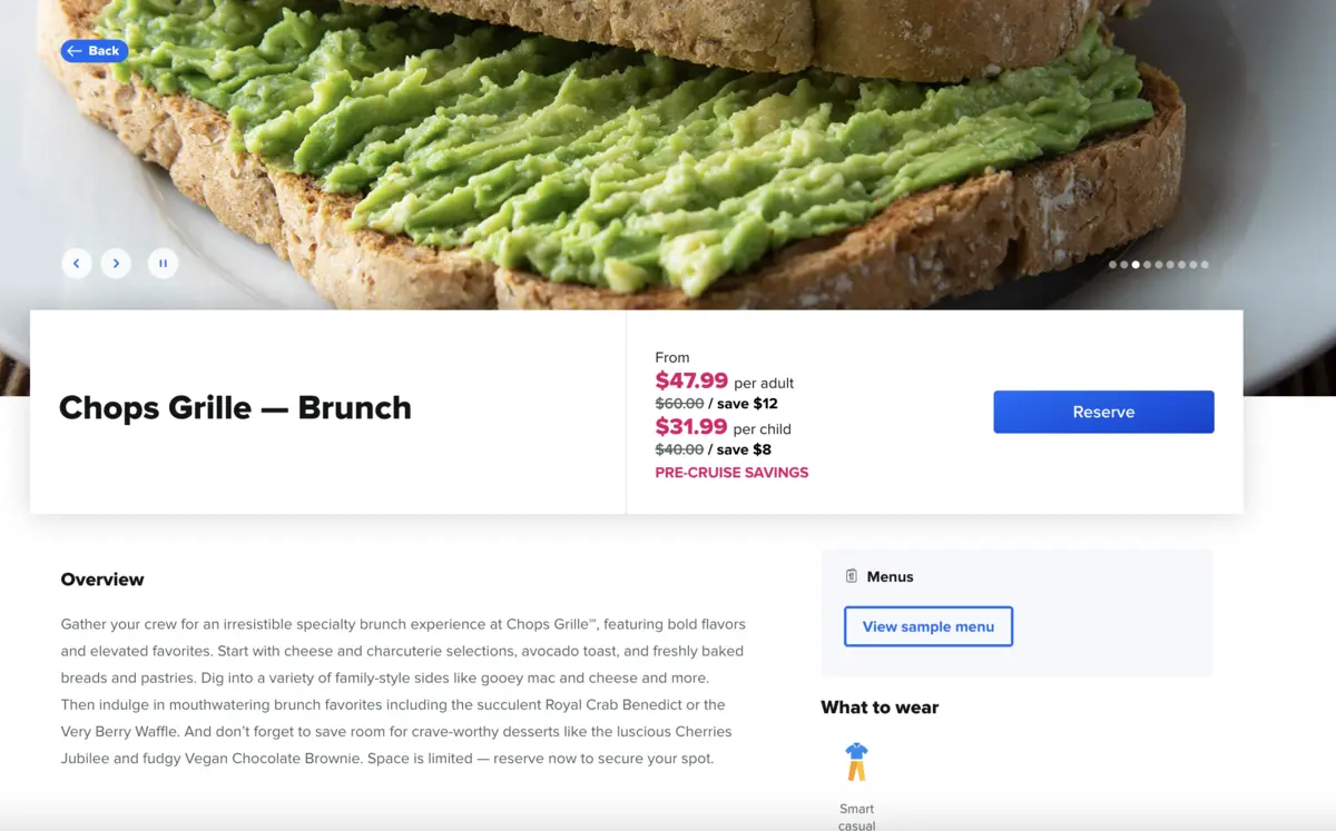 Chops Brunch, Cruise Planner