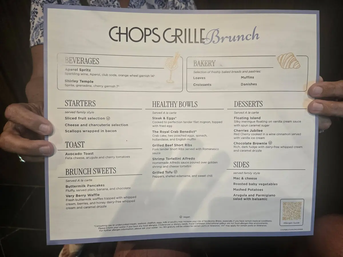Chops Specialty Brunch Menu