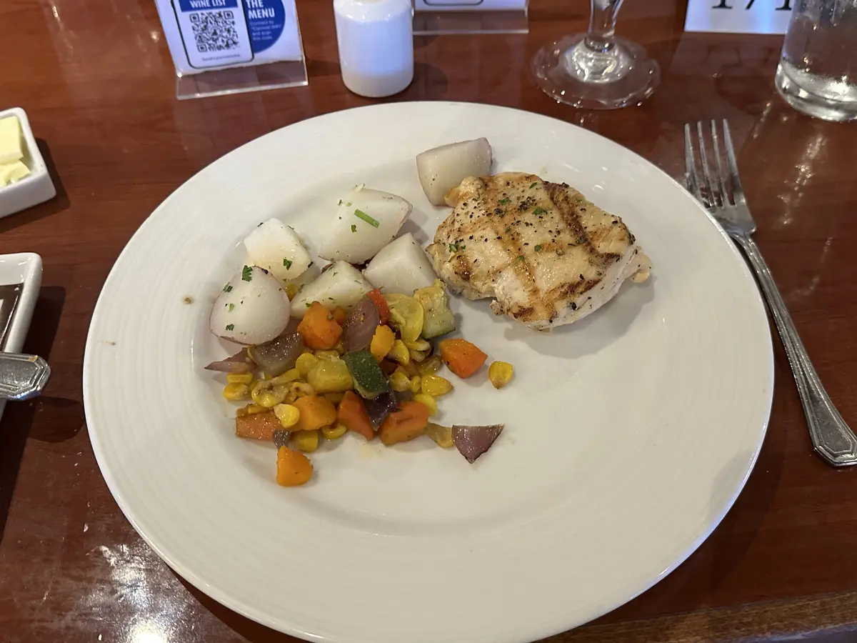 Carnival Elation, Main Dining Room chicken breast