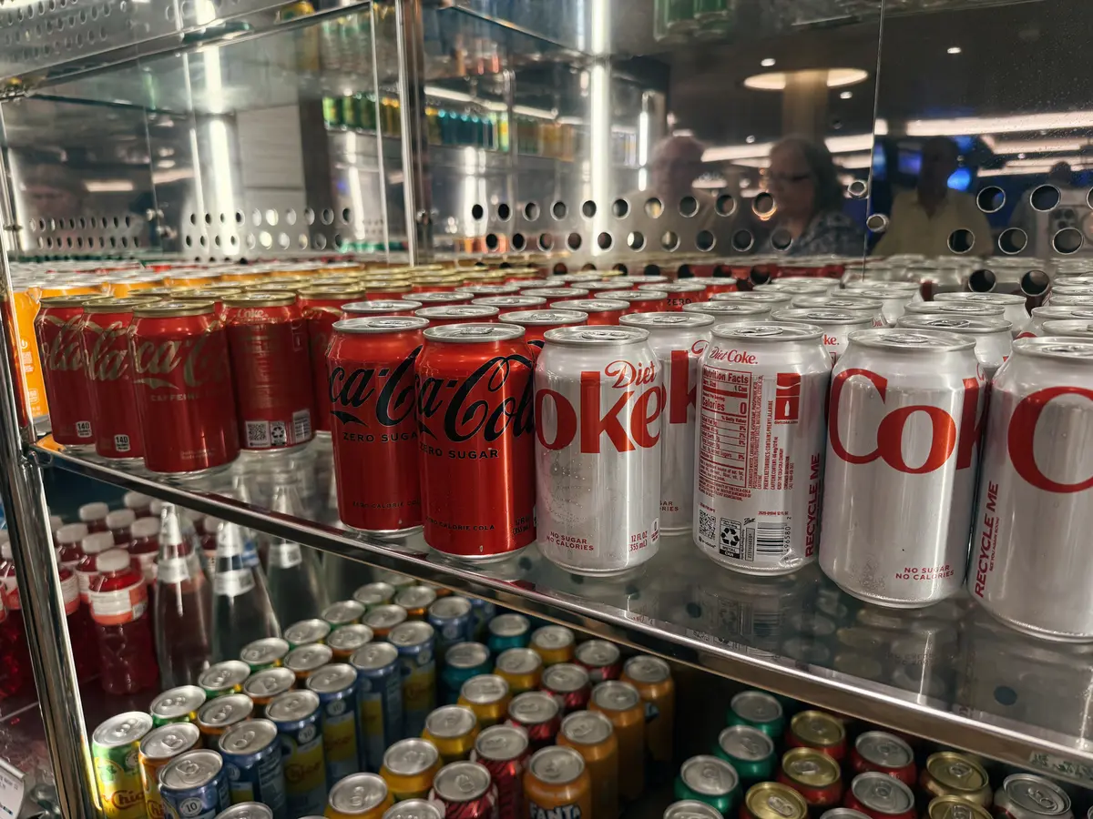 Soda cans on a cruise ship