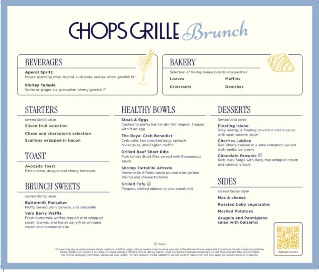 Chops Grille brunch menu
