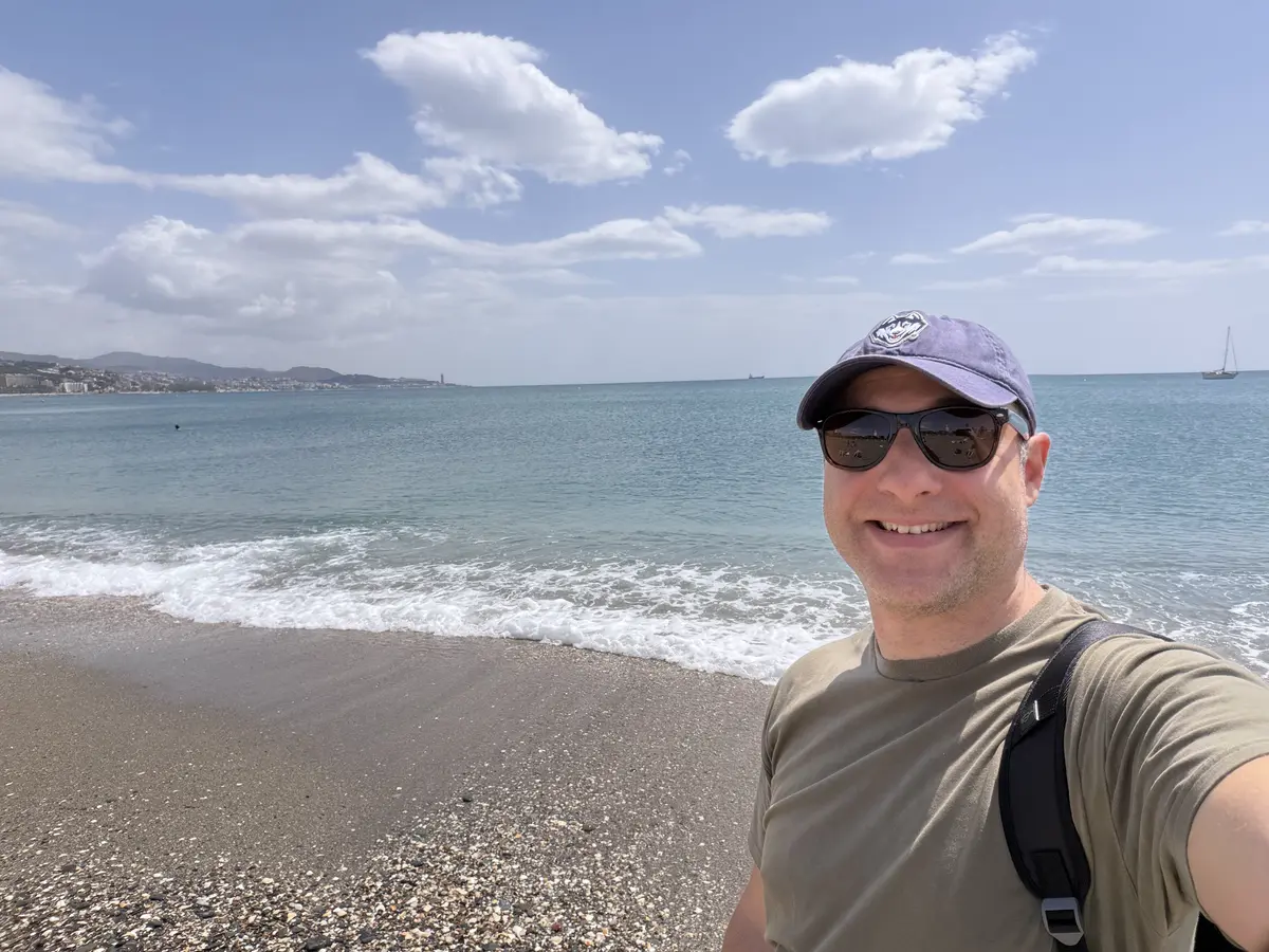 Matt at the beach in Malaga