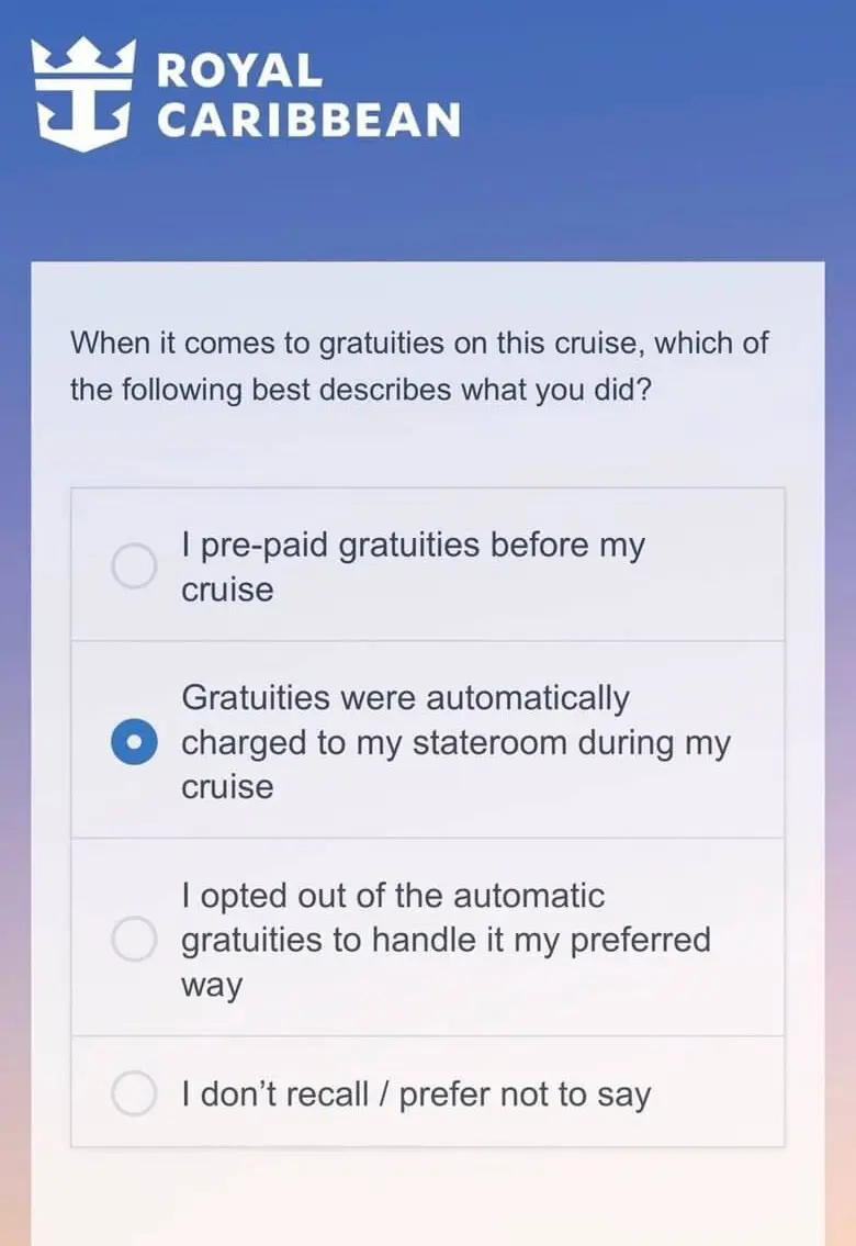 Gratuities survey