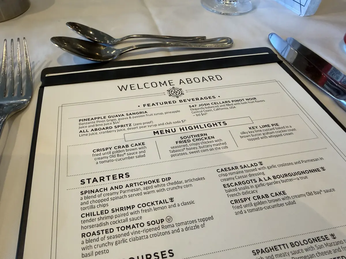 Welcome aboard menu