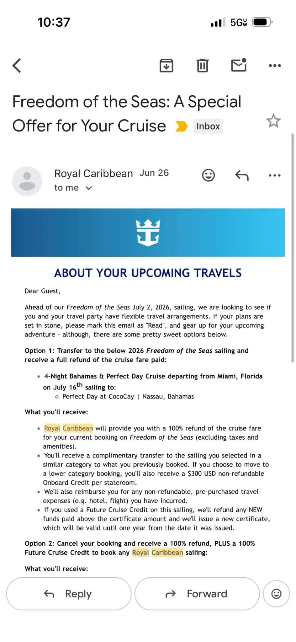 Freedom Overbooked Email