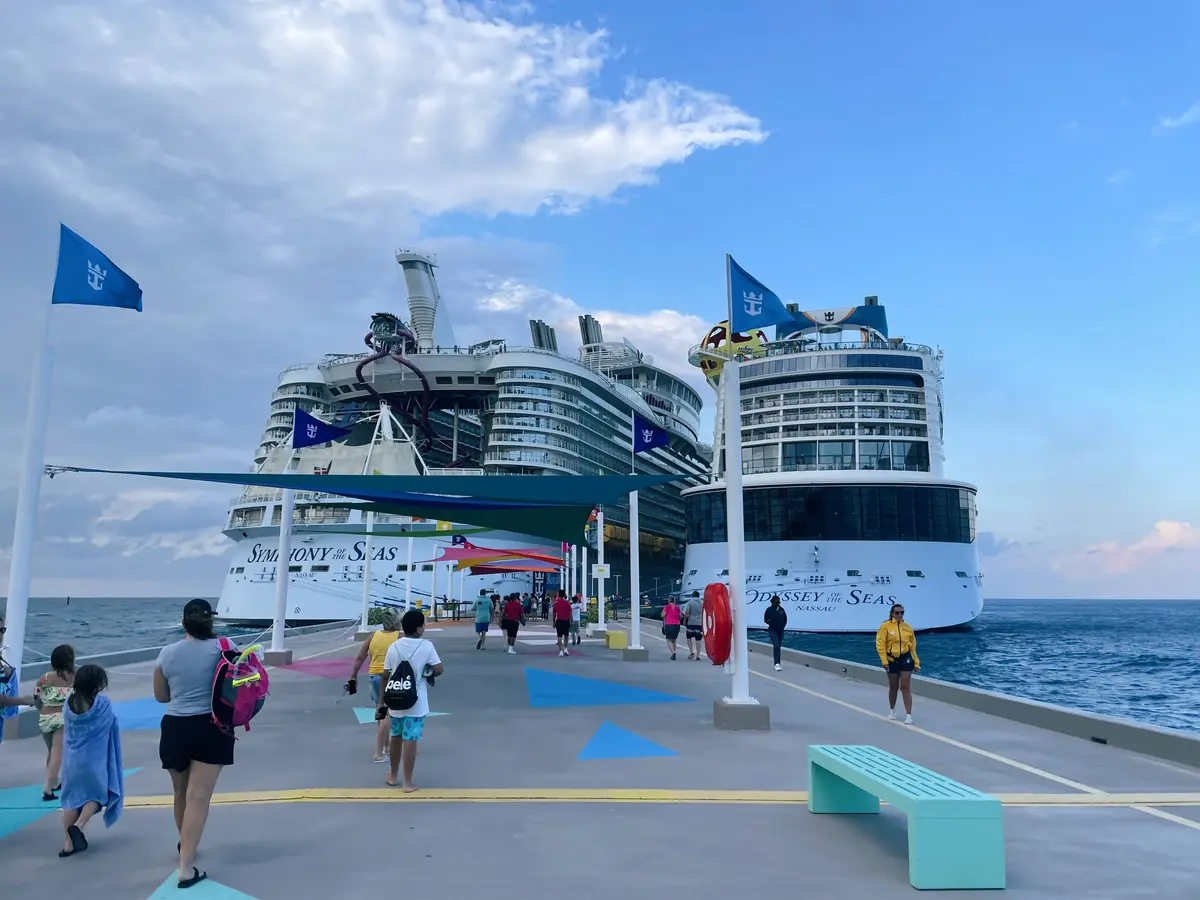 symphony and odyssey docked, cococay