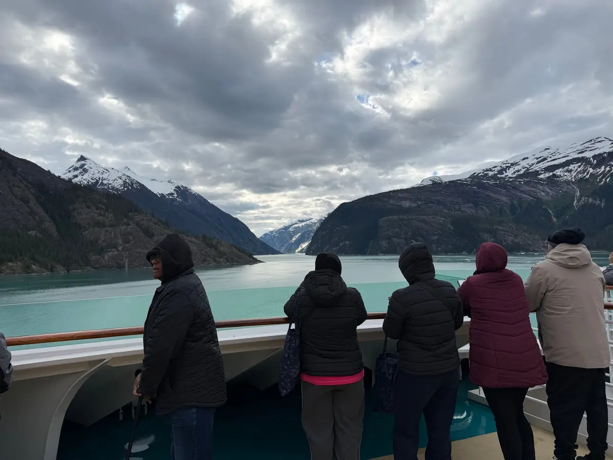 People watching a glacier