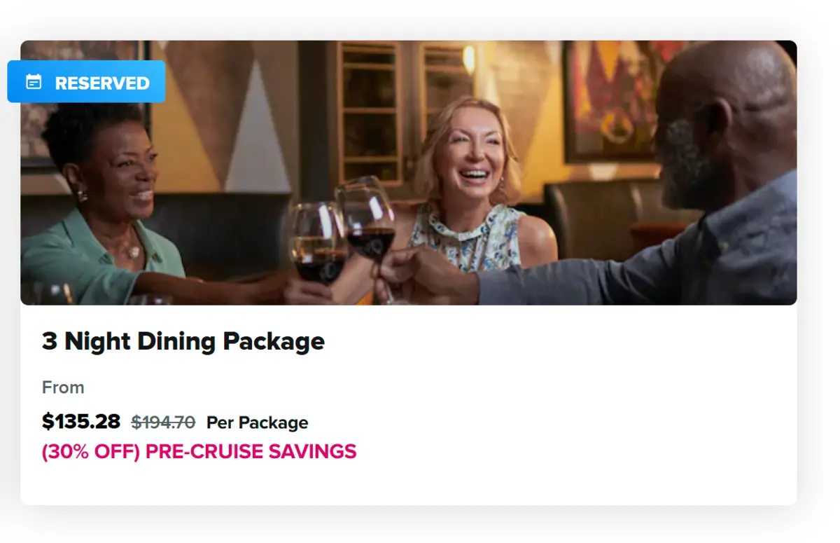 Dining Package Cruise Planner