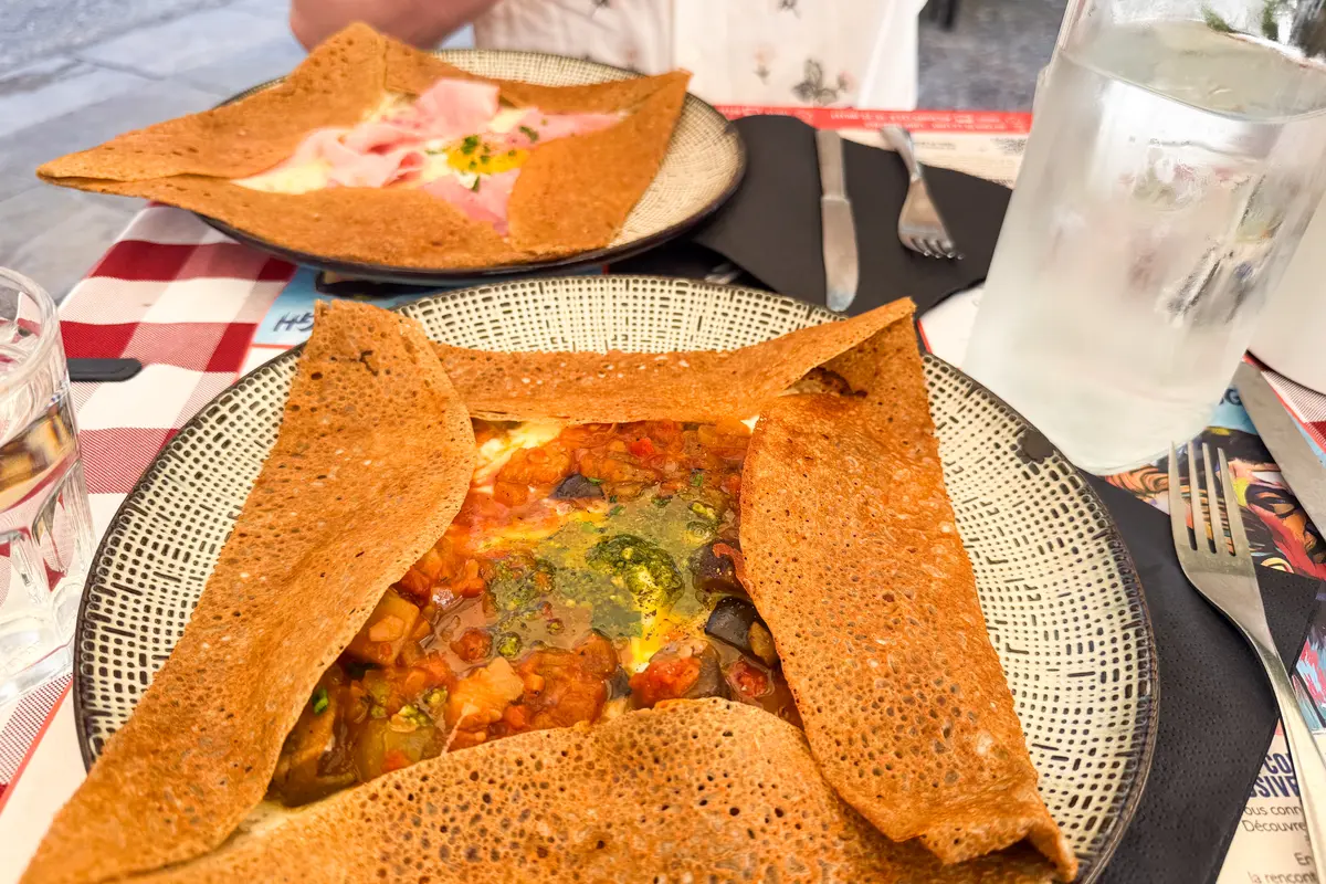 Savory crêpes in France on a plate