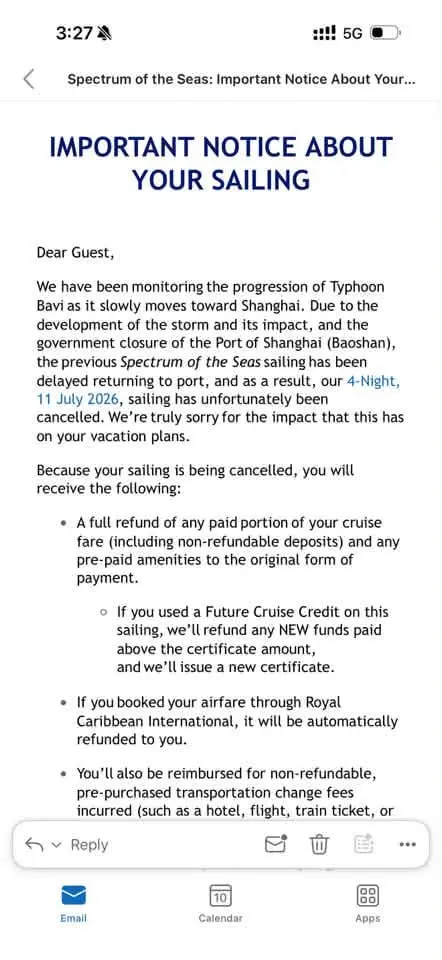 Spectrum cancelled letter