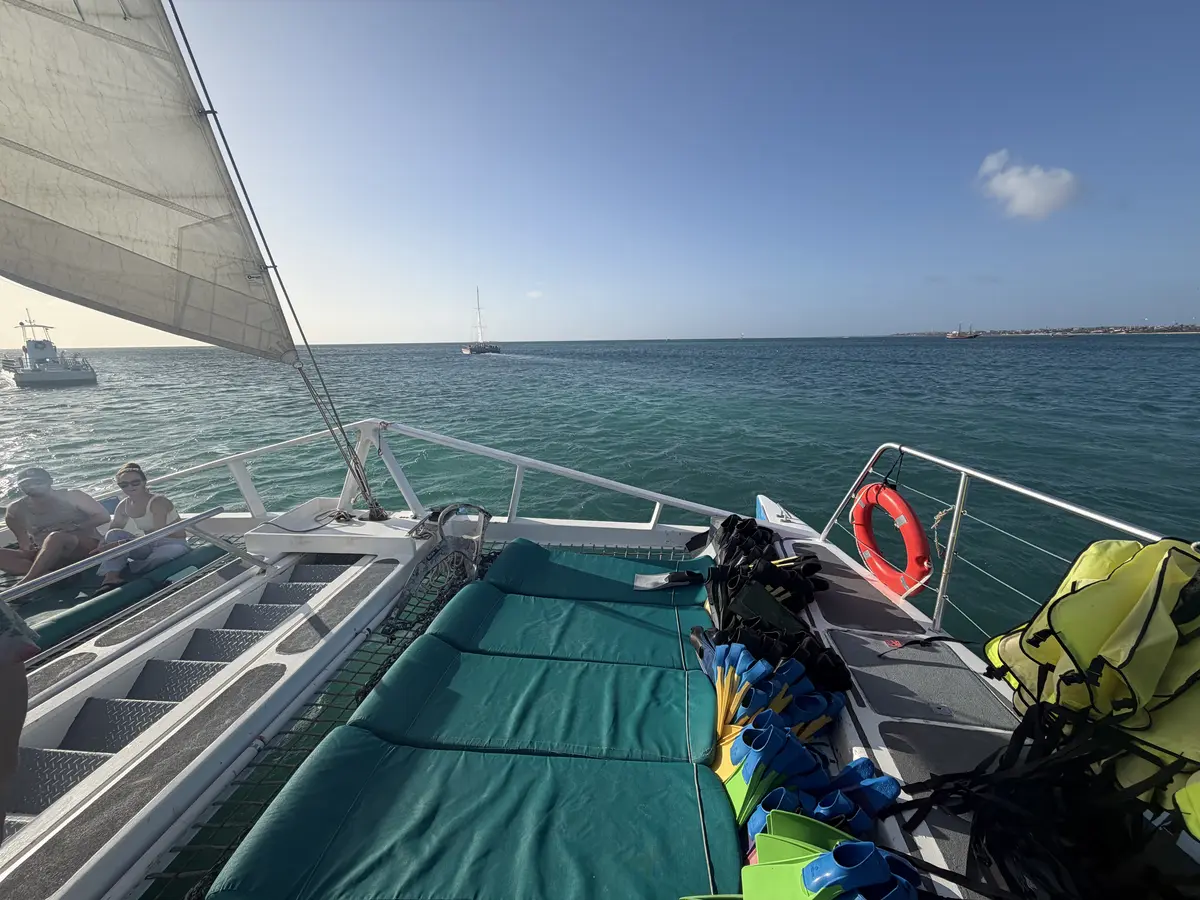 On a catamaran