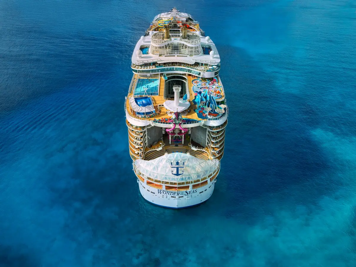 Royal Caribbean's Wonder of the Seas aerial photo