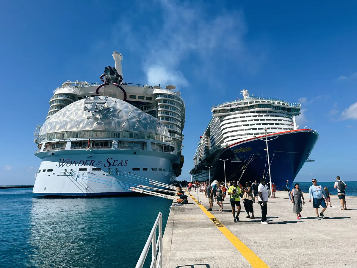 Wonder of the Seas and Carnival Celebration docked Wonder of the Seas and Carnival Celebration docked