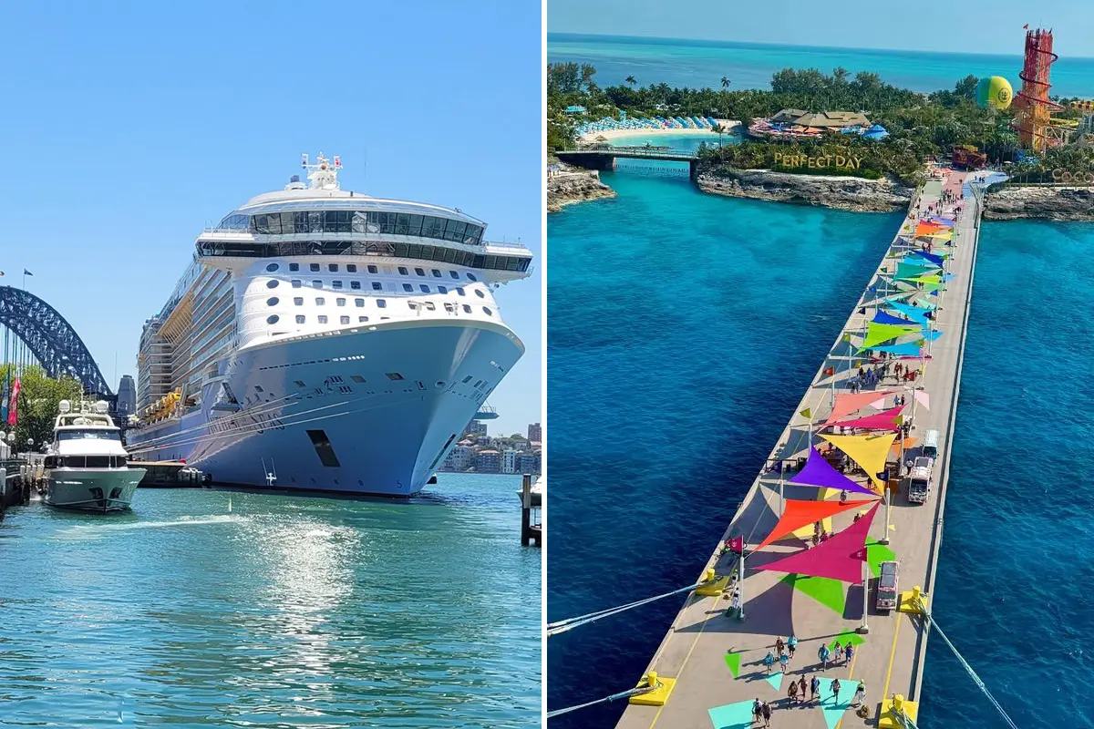 Anthem of the Seas, left. CocoCay, right