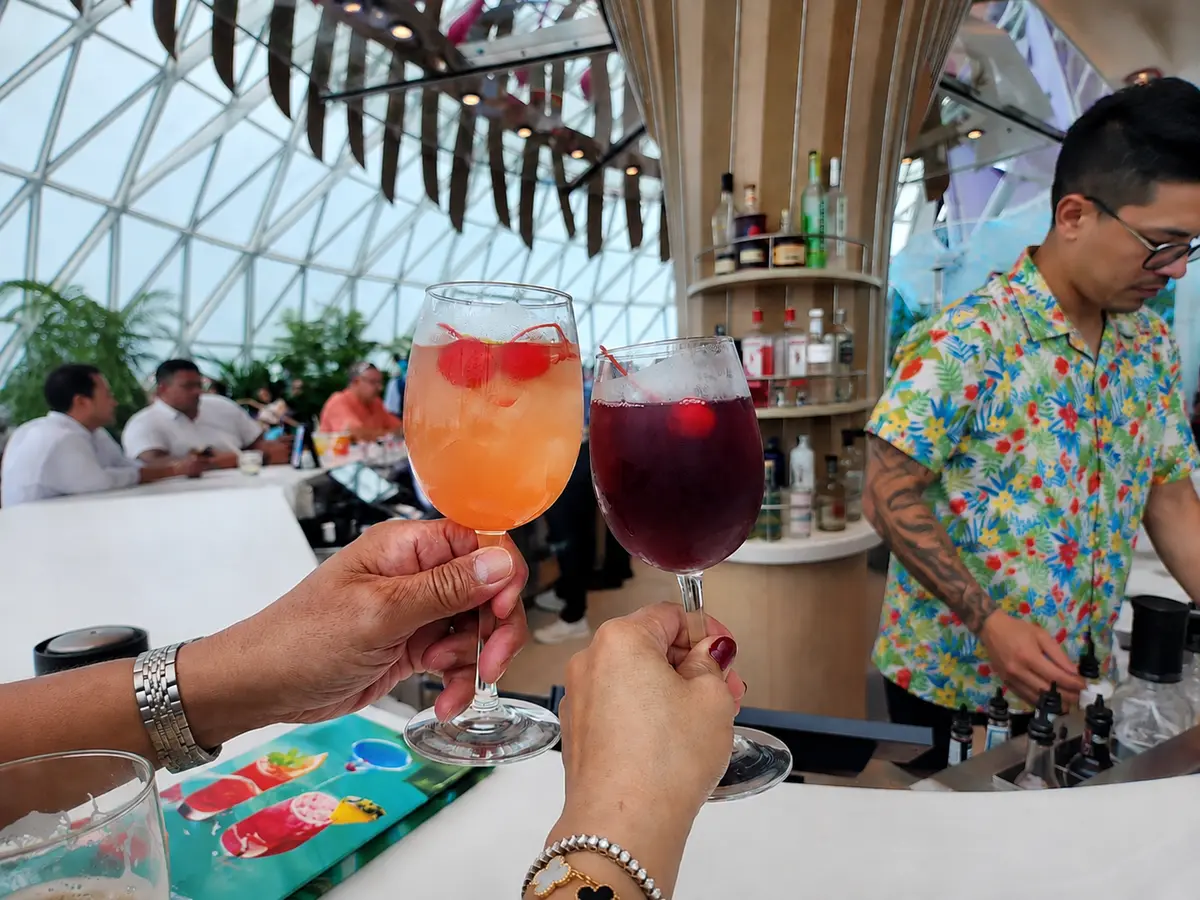 Cheers with two drinks