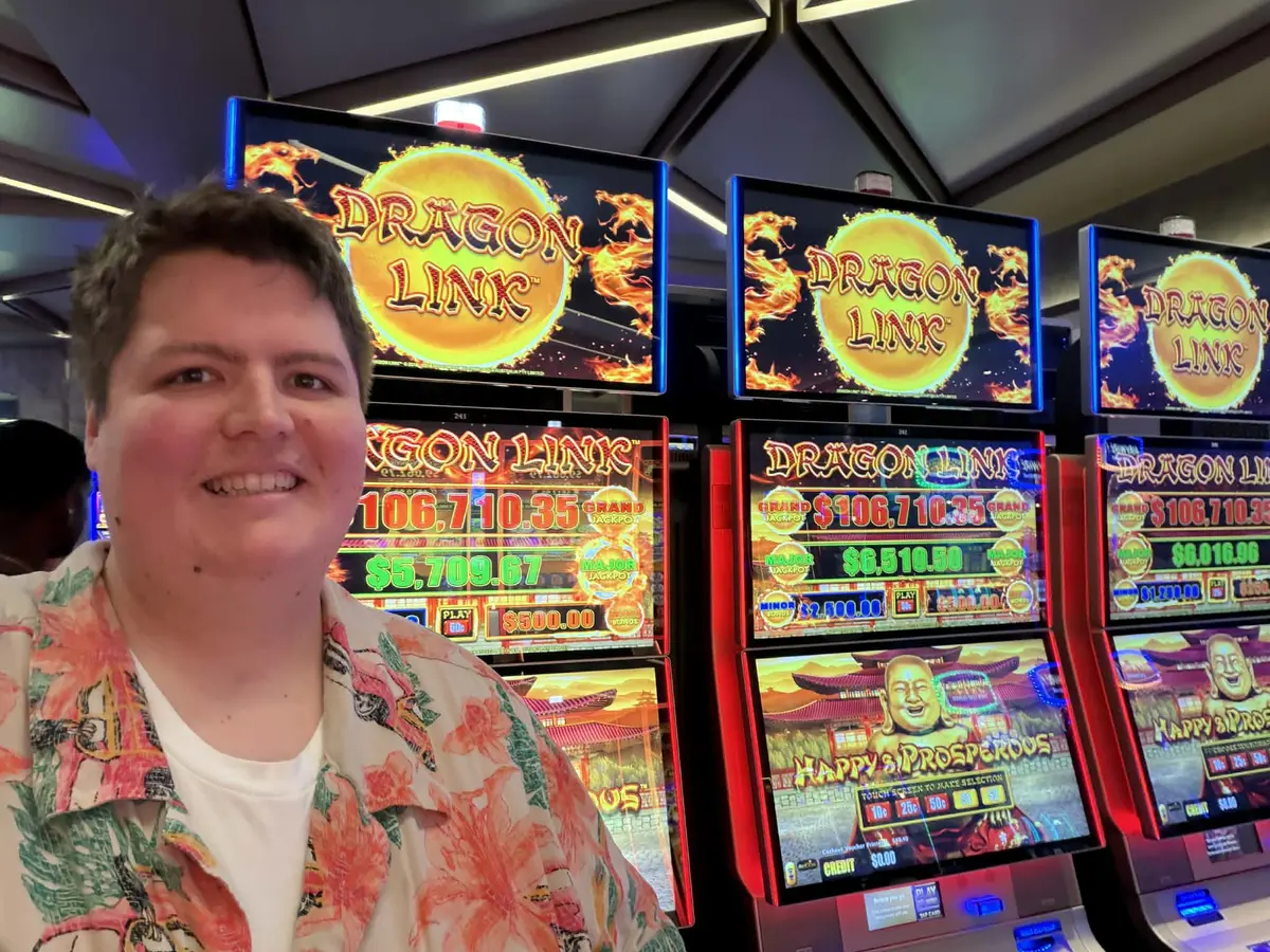 Craig in front of slot machines