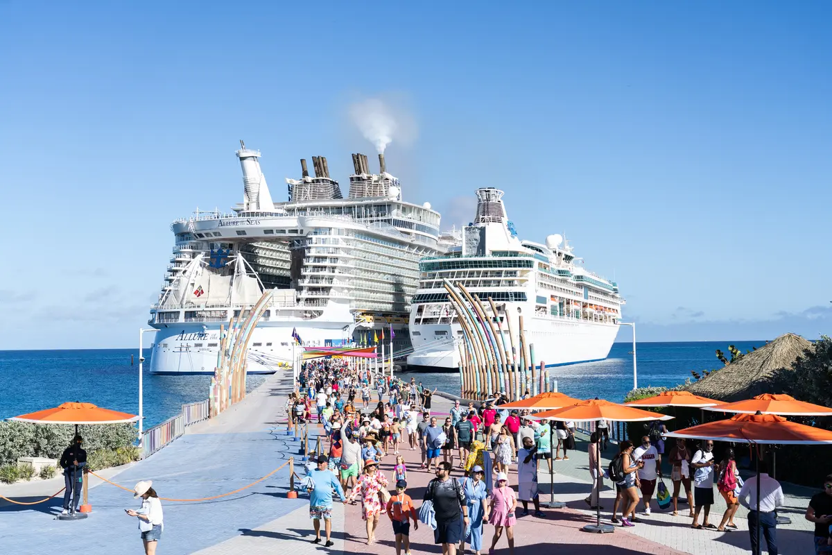 Two ships docked at CocoCay