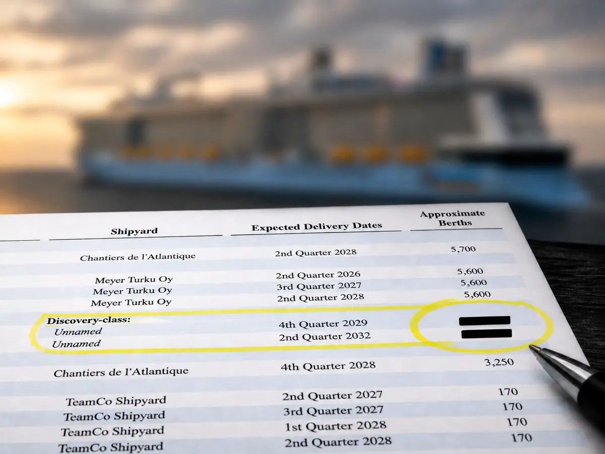 SEC filing, foreground. Cruise ship, background